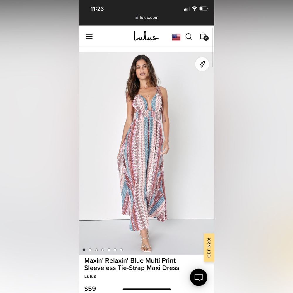 Lulus Maxin' Relaxin' Blue Multi Print Sleeveless Tie-Strap Maxi Dress